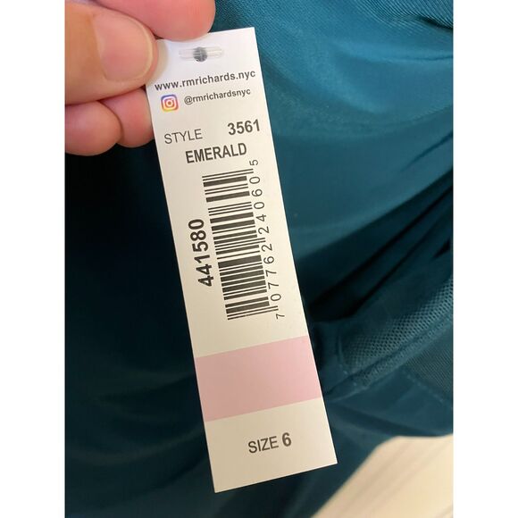 Wrap dress with sheer sleeves and rhinestone accent - Picture 8 of 8